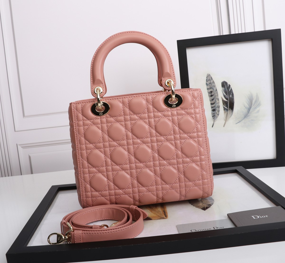 Medium Lady Dior Bag Pink Cannage Lambskin